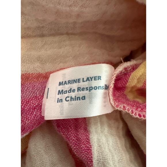 Marine Layer Sage Double Cloth Pink Stripe Maxi Dress Size M Beach Coastal Boho - Picture 12 of 13